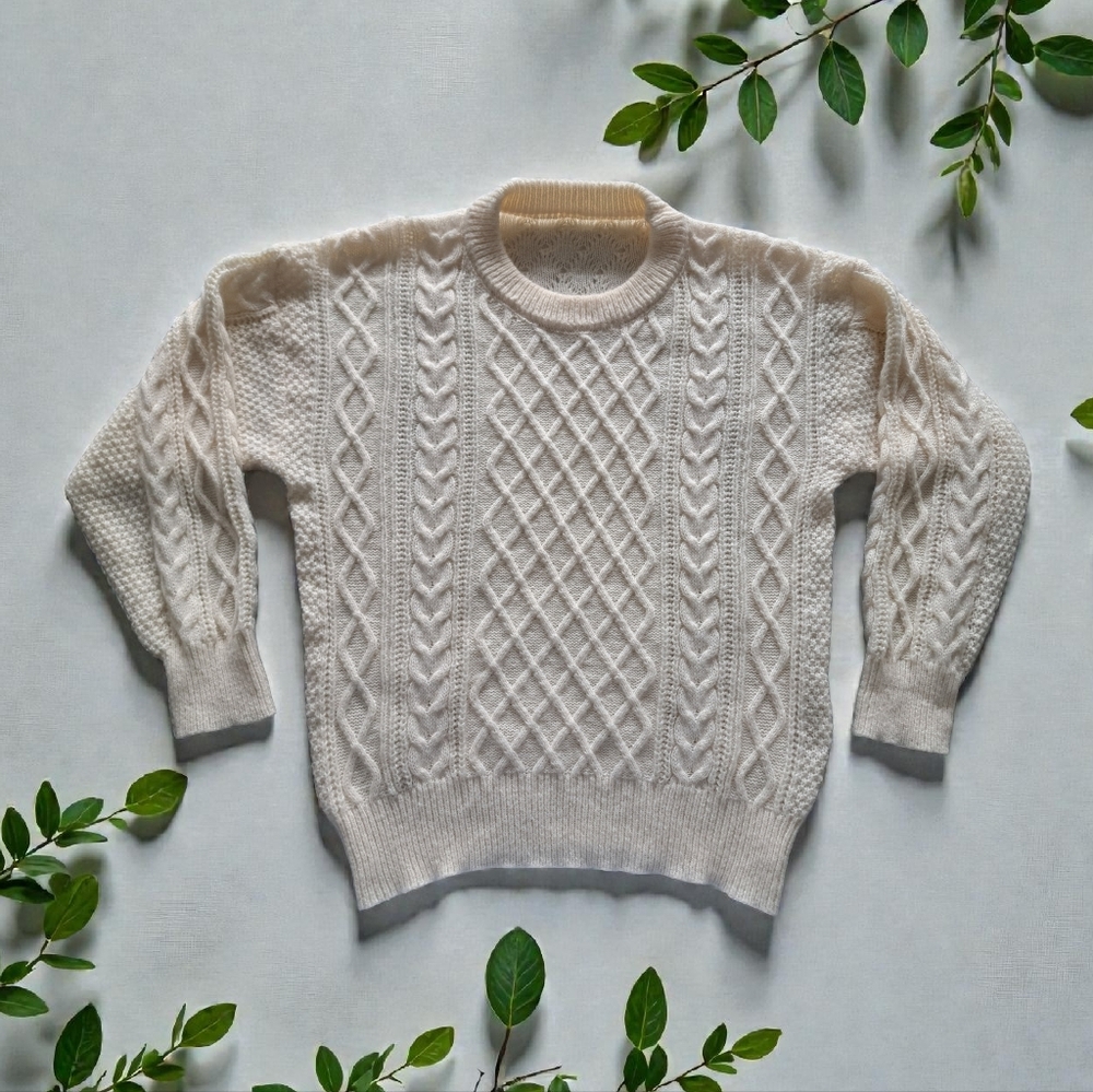 Classic Preppy Knit Sweater in Cream
